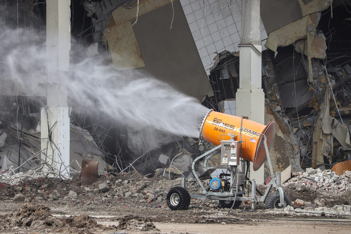 Demolition site with DustBoss equipment